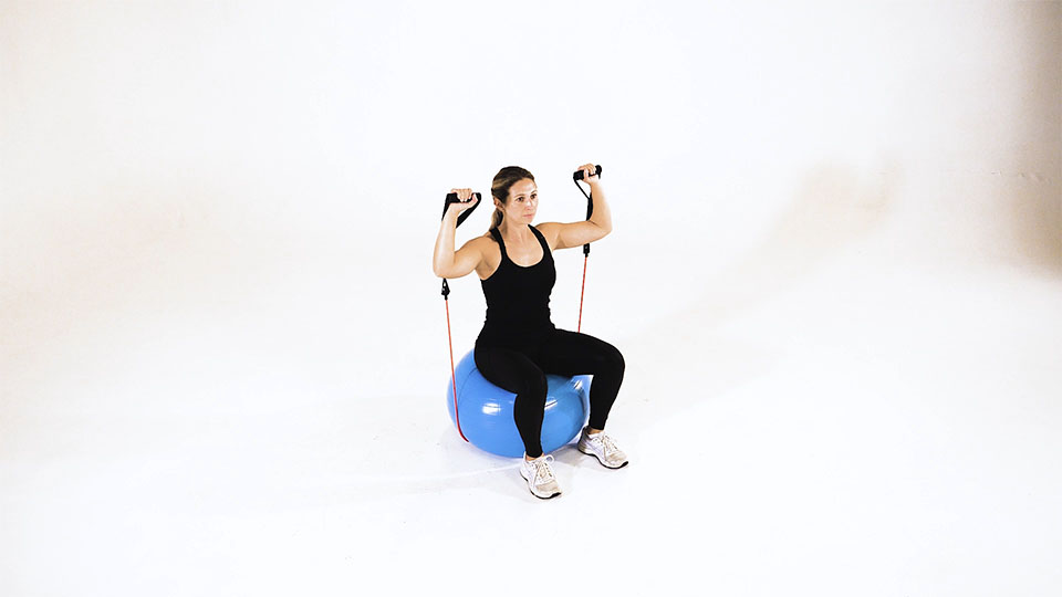 Band Shoulder Press (Stability Ball)