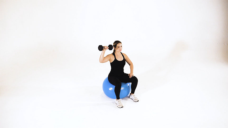 Dumbbell One-Arm Shoulder Press (Stability Ball)