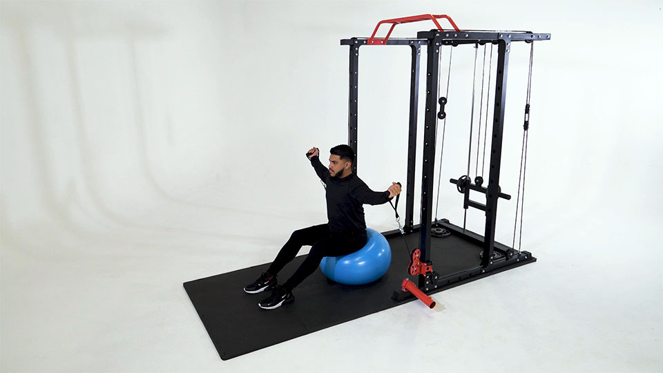 Cable Overhead Curl (Stability Ball)