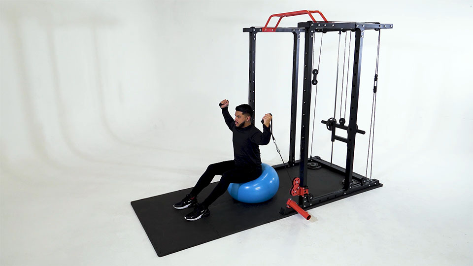 Cable Overhead Curl (Stability Ball)