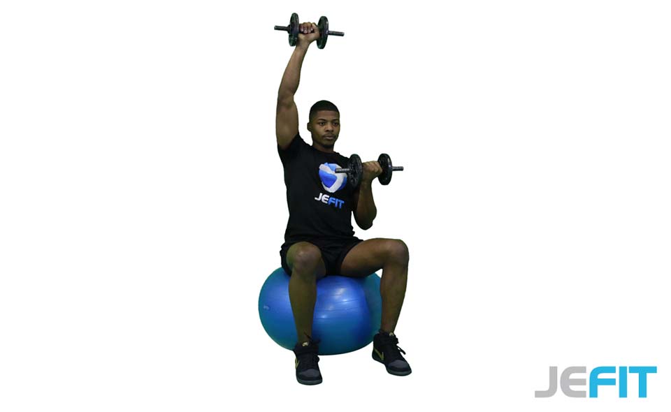 Dumbbell Alternating Arnold Press (Stability Ball)